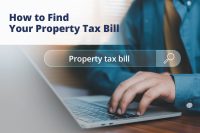 search bar with "how to find your property tax bill"